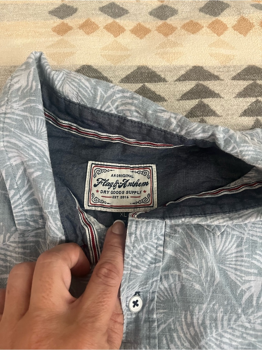 Flag & Anthem Men's Light Blue Palm Print Button-Down Shirt
